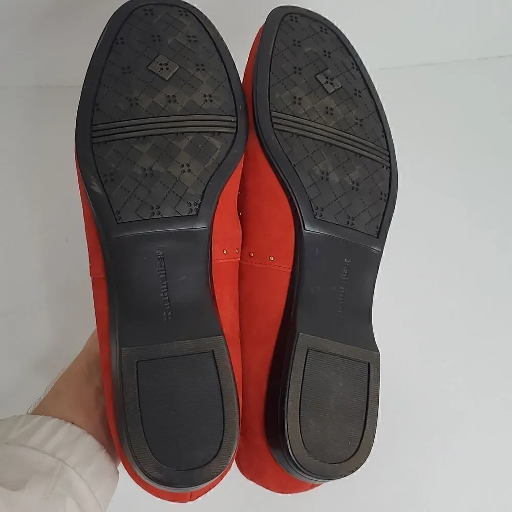 Naturalizer Joana  Red Studded Leather Comfort Flats Size 9N